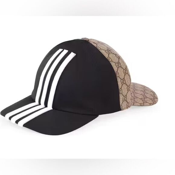 Gucci x Adidas Collab 3 Stripe Gg Monogram Supreme Double Sided Hat NWT Small - Picture 1 of 14